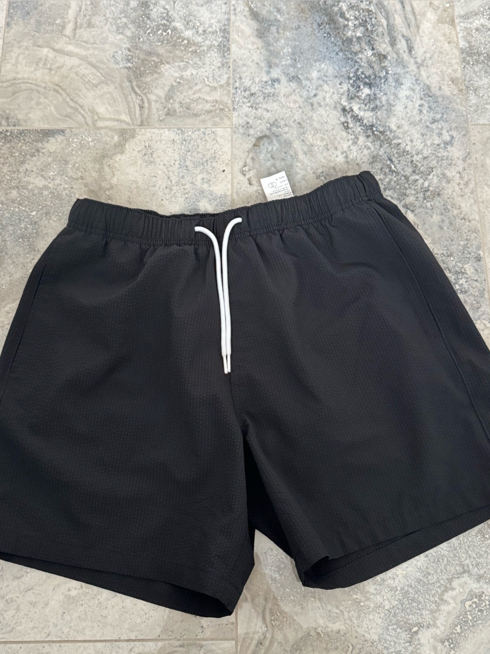 Hollister Black Swim Trunks with White Drawstring